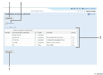 ilustração do ecrã Web browser com numeração