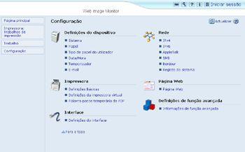 Ilustração do ecrã do web browser