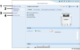 Ilustra&ccedil;&atilde;o do ecr&atilde; Web browser com numera&ccedil;&atilde;o