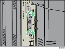 Illustrazione del lato posteriore della stampante
