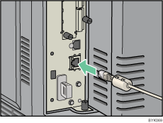 Illustrazione del lato posteriore della stampante