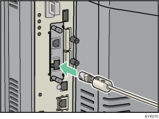 Illustrazione del lato posteriore della stampante