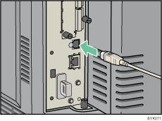 Illustrazione del lato posteriore della stampante