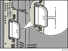 Illustrazione del lato posteriore della stampante