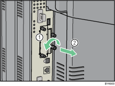 Illustrazione del lato posteriore della stampante