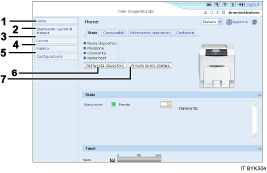 Illustrazione numerata della schermata del browser Web