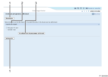 ilustração do ecrã Web browser com numeração