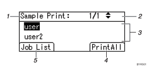 Operation panel screen numbered callout illustration