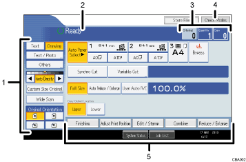Operation panel screen illustration numbered callout illustration