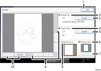 Operation panel screen illustration numbered callout illustration