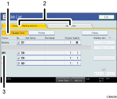 Operation panel screen illustration numbered callout illustration