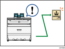 Illustration of monitoring and setting the machine via computer