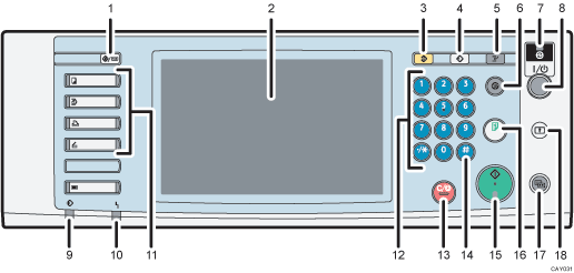Control panel illustration numbered callout illustration