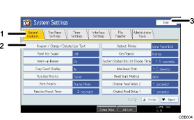 operation panel screen illustration (numbered callout illustration)