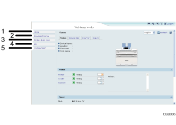 Web browser screen illustration numbered callout illustration