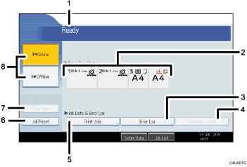 Operation panel screen illustration numbered callout illustration