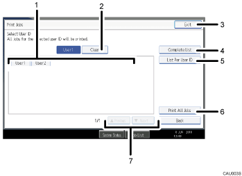 Operation panel screen illustration numbered callout illustration