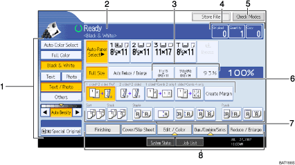 Operation panel screen illustration numbered callout illustration