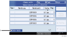 Ilustración con llamadas numeradas de la pantalla del panel de operaciones