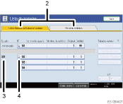 Ilustración con llamadas numeradas de la pantalla del panel de operaciones