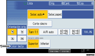 Ilustración con llamadas numeradas de la pantalla del panel de operaciones