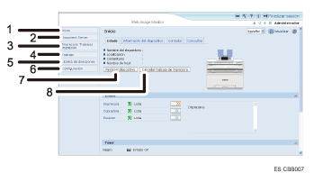 Ilustración de llamada numerada de ilustración de pantalla del explorador Web