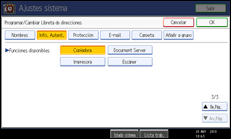 ilustración de la pantalla del panel de operaciones