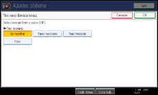 Ilustración de la pantalla panel de mandos