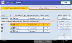 Ilustración de la pantalla panel de mandos