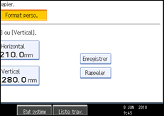 Illustration de l'écran du panneau de commande