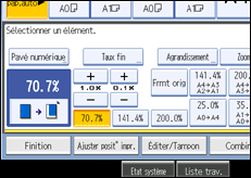 Illustration de l'écran du panneau de commande