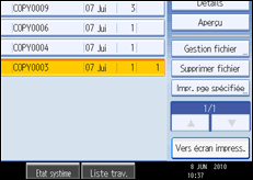 Illustration de l'écran du panneau de commande