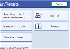 Illustration de l'écran du panneau de commande