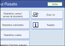 Illustration de l'écran du panneau de commande