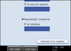 Illustration de l'écran du panneau de commande
