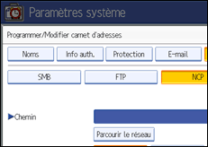 Illustration de l'écran du panneau de commande