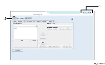Illustration avec légendes numérotées de l'écran de l'application