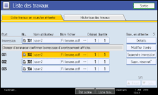 Illustration de l'écran du panneau de commande