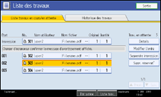 Illustration de l'écran du panneau de commande