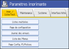 Illustration de l'écran du panneau de commande