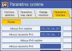 Illustration de l'écran du panneau de commande