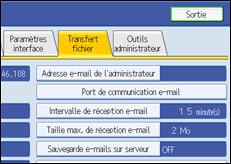 Illustration de l'écran du panneau de commande