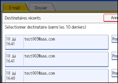 Illustration de l'écran du panneau de commande