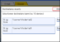 Illustration de l'écran du panneau de commande