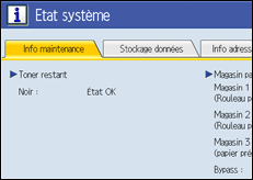 Illustration de l'écran du panneau de commande