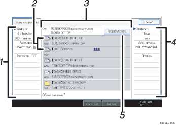 Иллюстрация экрана операционной панели с пронумерованными сносками