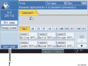 Иллюстрация экрана операционной панели с пронумерованными сносками