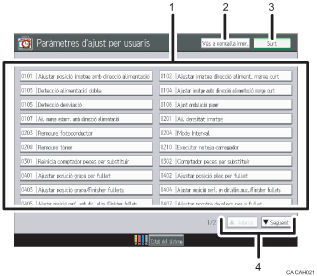 Il·lustració de crida numerada de la pantalla del panell d'operacions