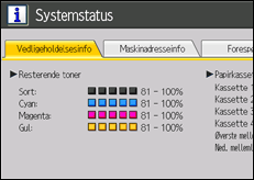 Illustration af betjeningspanelets skærm