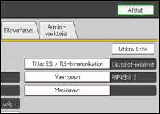 Illustration af betjeningspanelet